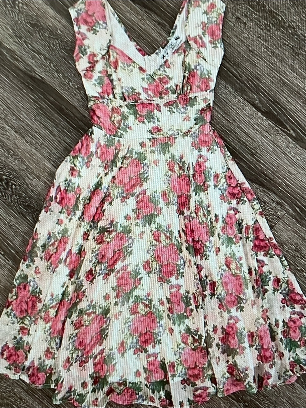 Hell Bunny Pink & Cream Floral Midi Dress